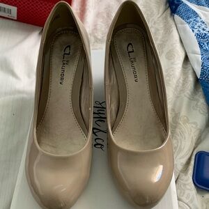 Beige shoes heel wedge